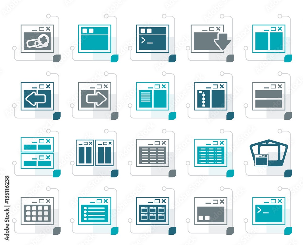 Stylized Application, Programming, Server and computer icons- vector Icon Set 2