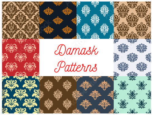 Vintage damask tracery seamless pattern background