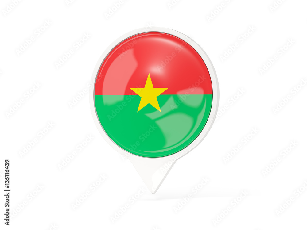 Round white pin with flag of burkina faso Round white pin with flag of burkina faso
