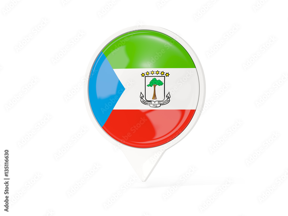 Fototapeta premium Round white pin with flag of equatorial guinea