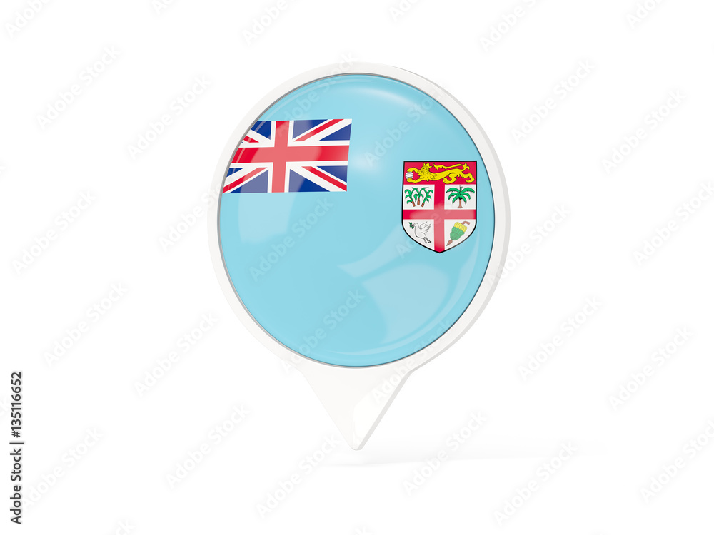 Round white pin with flag of fiji Round white pin with flag of fiji