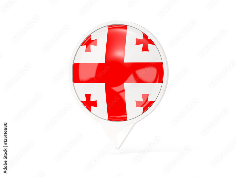 Obraz premium Round white pin with flag of georgia