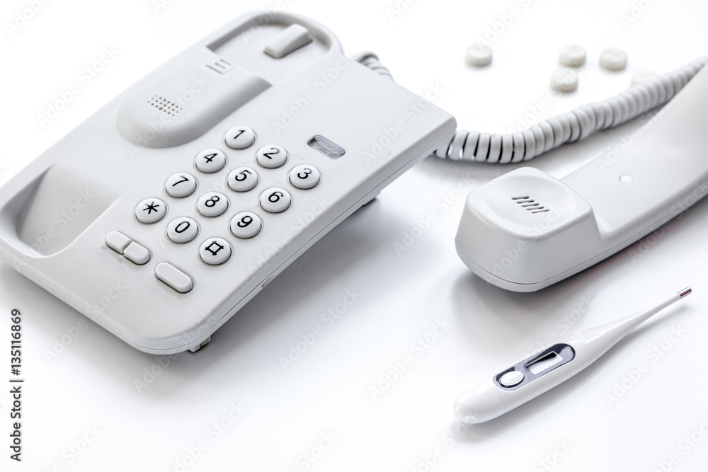 concept calling doctor to home check up top view concept calling doctor to home check up top view