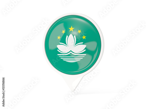 Round white pin with flag of macao