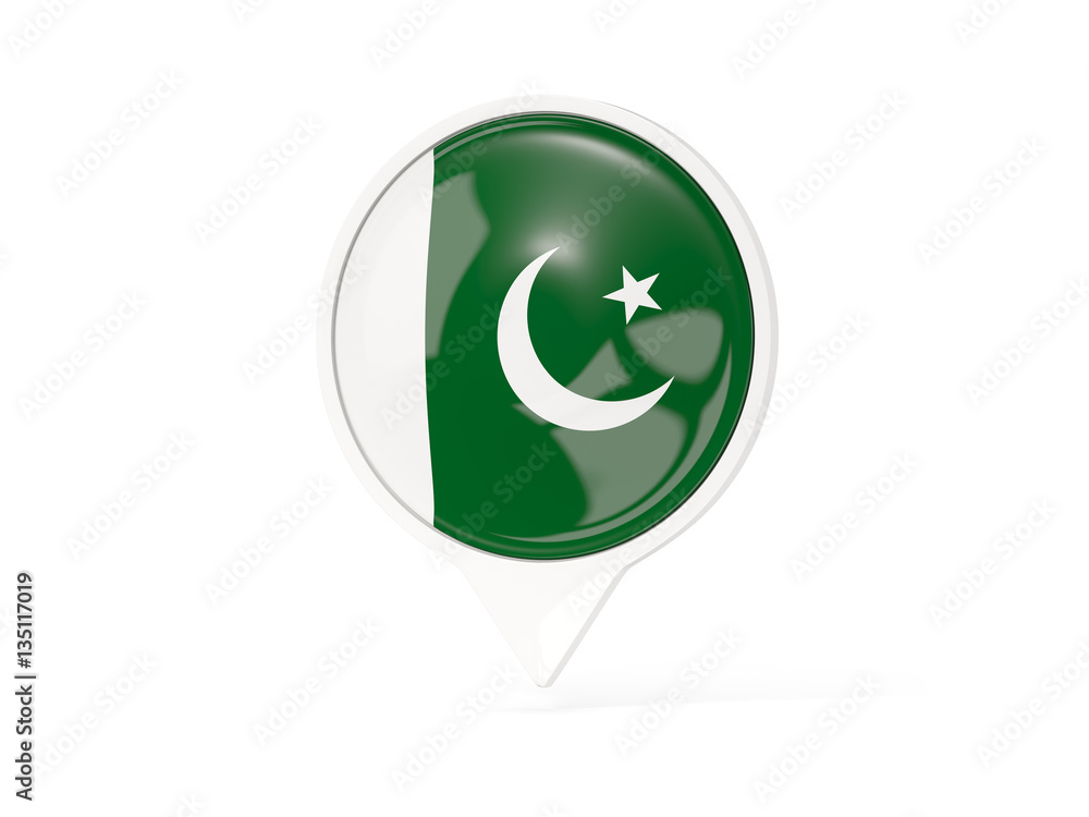 Round white pin with flag of pakistan Round white pin with flag of pakistan