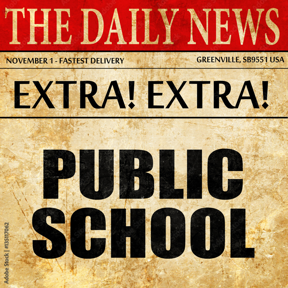 Fototapeta premium public school, newspaper article text