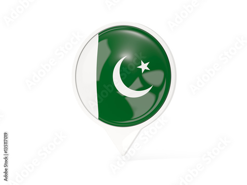 Round white pin with flag of pakistan