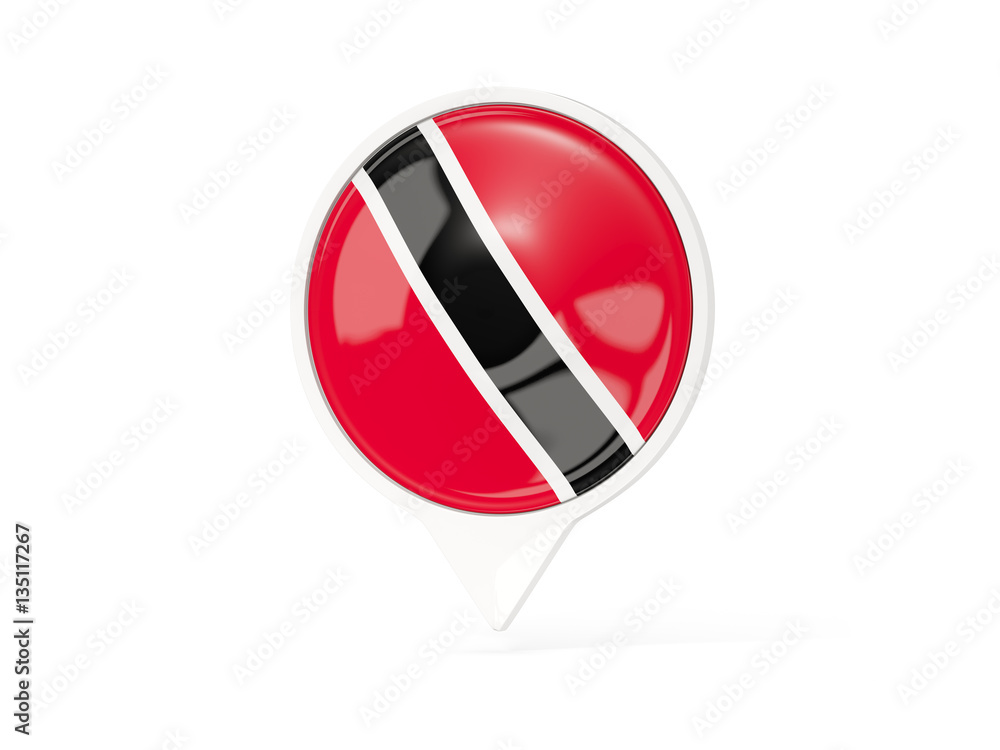 Round white pin with flag of trinidad and tobago Round white pin with flag of trinidad and tobago