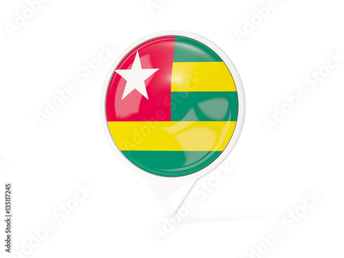 Round white pin with flag of togo