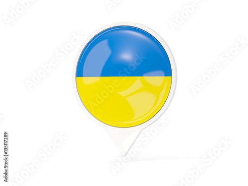 Round white pin with flag of ukraine