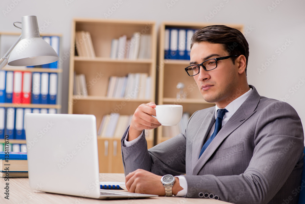 Young handsome businessman working on office Young handsome businessman working on office