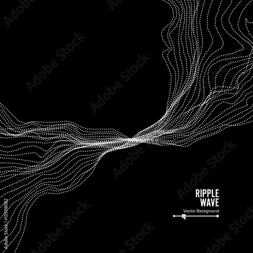 Wave Background. Ripple Grid. Vector Illustration. Water Or Smoke Splash Imitation