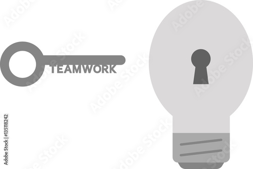 Light bulb and teamwork key