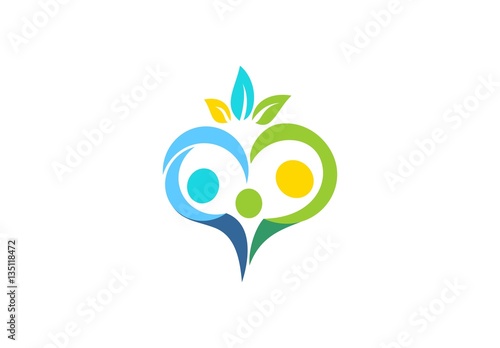 family, parenting, heart, health care logo symbol, loving family concept icon vector design