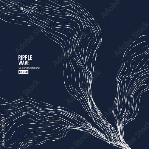 Wave Background. Ripple Grid. Random Rippled Monochrome Curved Vector Shape