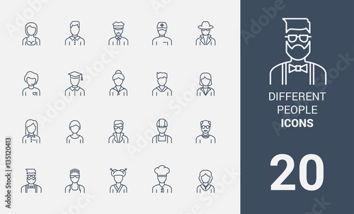 Different people line icons.