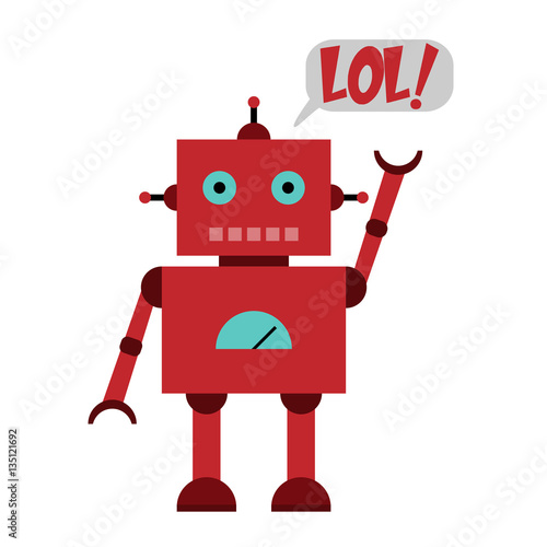 Vector illustration of a toy Robot and text LOL!