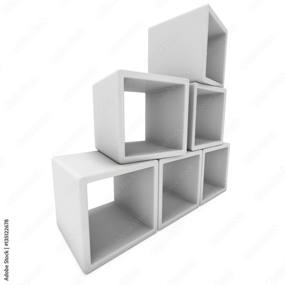 Product display boxes. 3D render isolated on white. Platform or Stand Illustration. Template for Object Presentation. Product display boxes. 3D render isolated on white. Platform or Stand Illustration. Template for Object Presentation.
