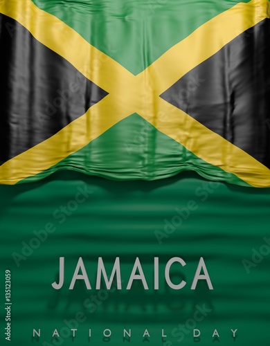 Flag Jamaican Colors, Jamaica Flag (3D Render)