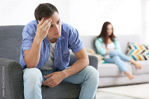 Young couple in quarrel at ...