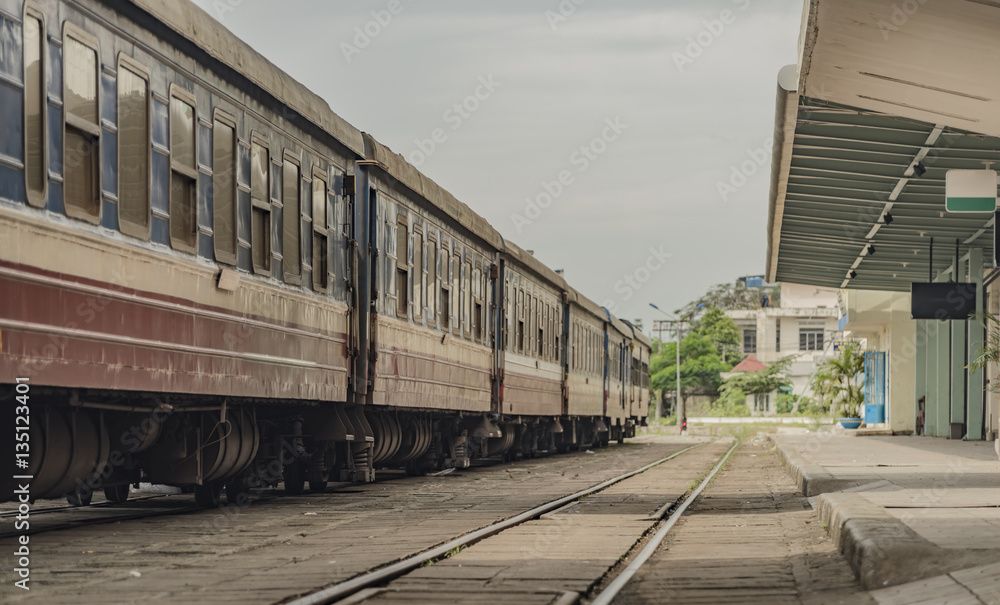 Trains in Vietnam on big station
