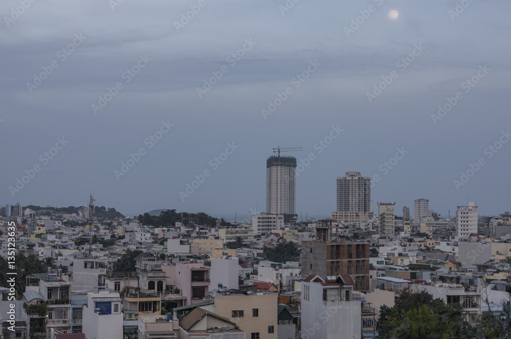 City Nha Trang in dark gray evening City Nha Trang in dark gray evening