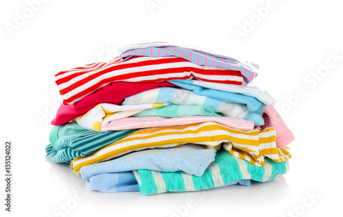 Pile of clothes on white background