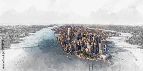 Obraz Widok z lotu ptaka dolny Manhattan Miasto Nowy Jork