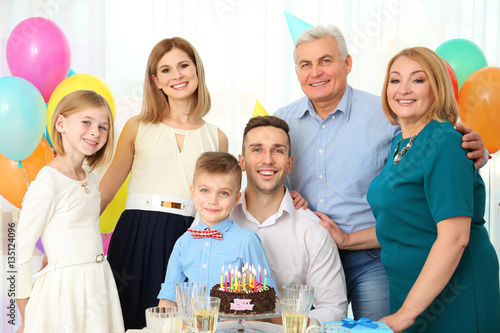 Family celebrating father s birthday