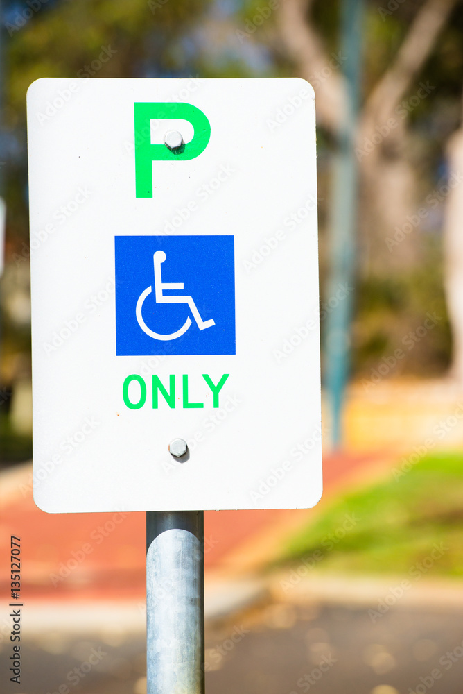 Reserved parking sign outdoor for disabled person