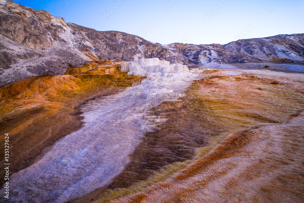 Minerva Terrace, Mammoth Hot Springs in Yellowstone National Park.  Jackson Hole, Wyoming, USA.