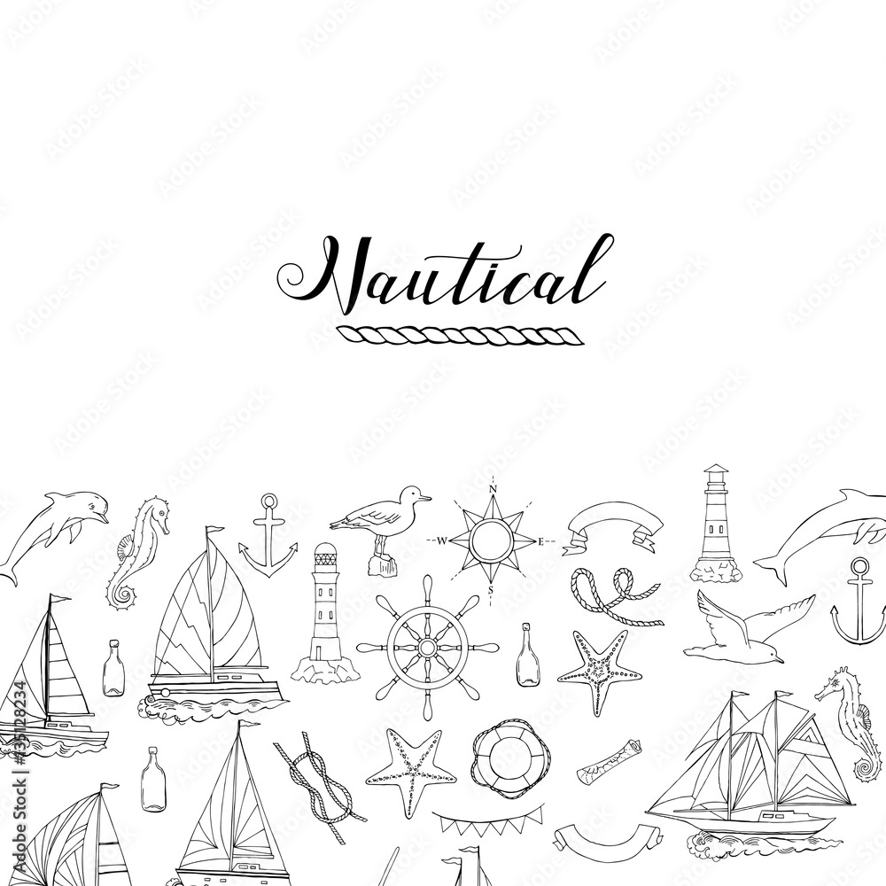 Nautical background with ships Nautical background with ships