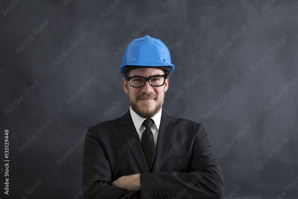 Engineer Posing Front Of The Blackboard Engineer Posing Front Of The Blackboard