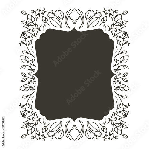 silhouette border heraldic with decorative ornament floral vector illustration