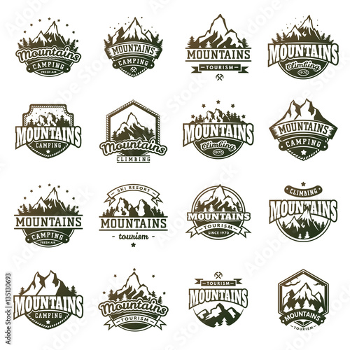 Mountain outdoor vector icons set