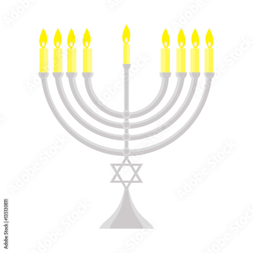 happy Hanukkah, Jewish holiday. Hanukkah menorah isolated on white background