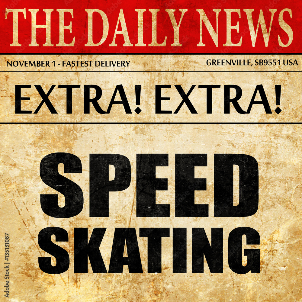 Fototapeta premium speed skating, newspaper article text