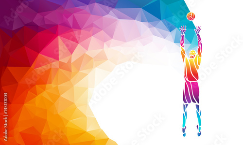 Color silhouette of volleyball player on setter position