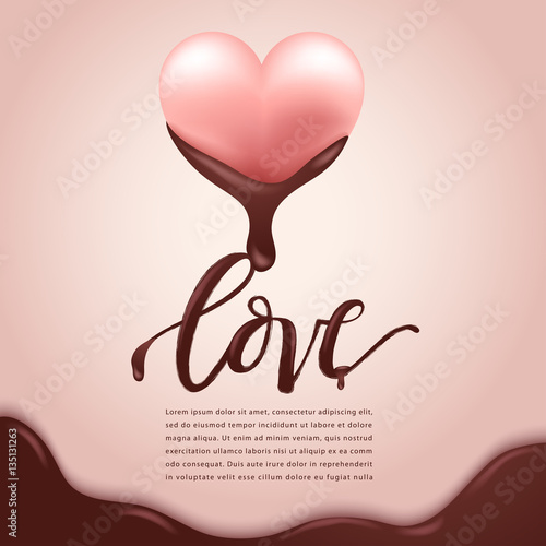 Happy Valentines Day Elements : Realistic Valentine Hearts With Melting Chocolate : Vector Illustration