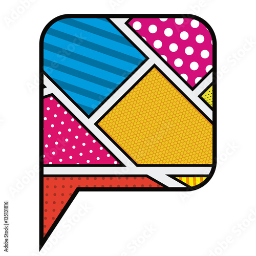 colorful rounded square callout in pop art vector illustration