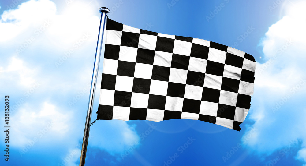 chequered racing flag flag, 3D rendering