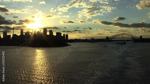Sydney Harbour and city at sunset