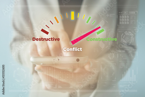 Businesswoman using smartphone with meter indicator : Constructi