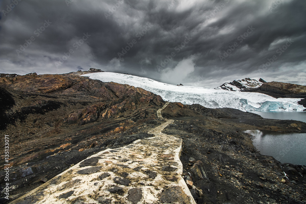 Glaciar Pastoruri on Peru.Has been suffering from global warming, having refused in the last years, and can be extinguished. Glaciar Pastoruri on Peru.Has been suffering from global warming, having refused in the last years, and can be extinguished.
