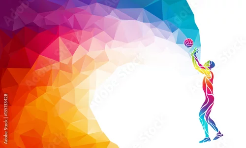 Obraz Kolor sylwetki siatkarza na pozycji setera