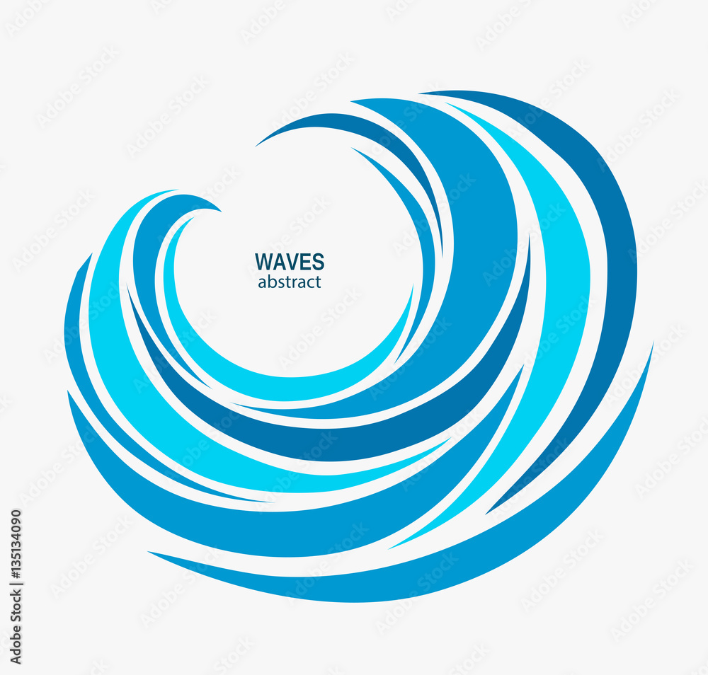 Marine pattern with stylized blue waves on a light background. Stock ...
