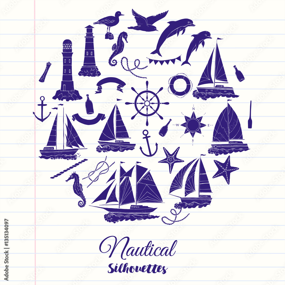 Nautical background with ships Nautical background with ships