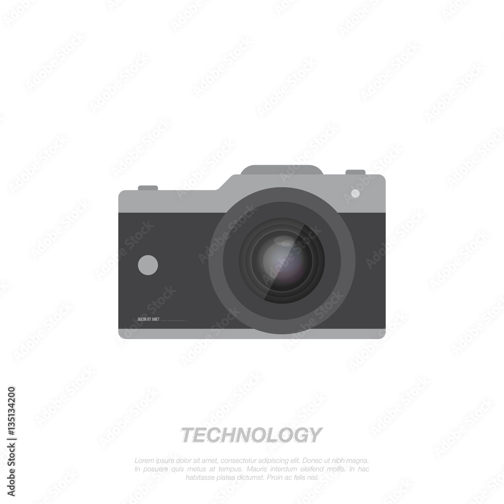 Photo camera on white background. Flat vector illustration EPS 10.