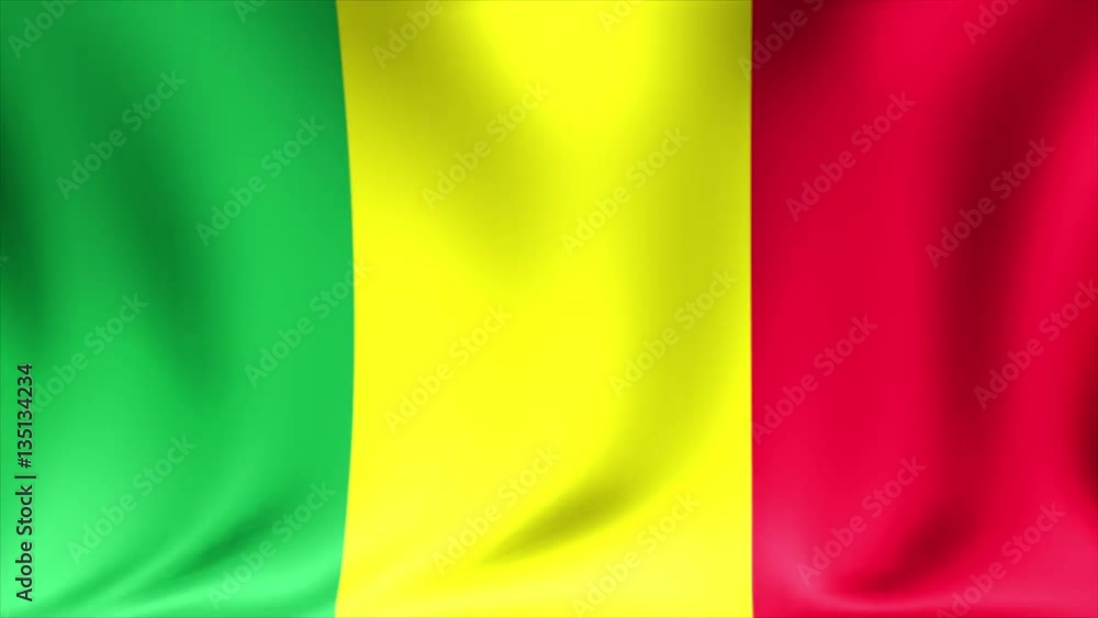 Mali Flag. Background Seamless Looping Animation. 4K High Definition Video. Mali Flag. Background Seamless Looping Animation. 4K High Definition Video.