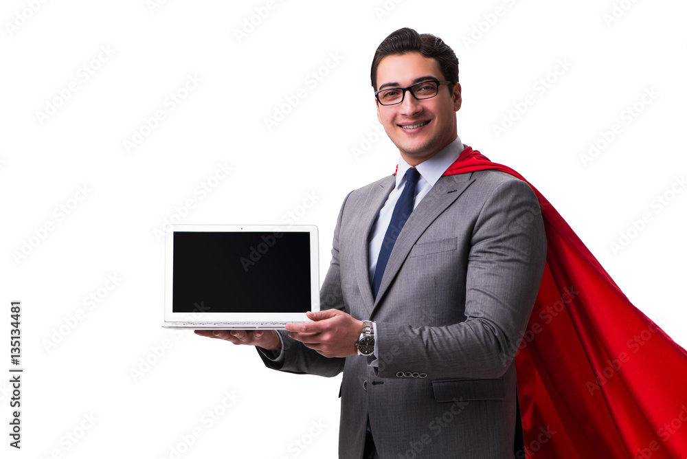 Super hero businessman isolated on white Super hero businessman isolated on white